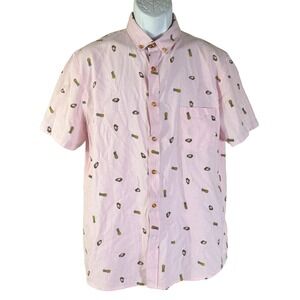 Sovereign Code Button Down Shirt Mens XL Pink Pineapple Coconut Crystal Cove